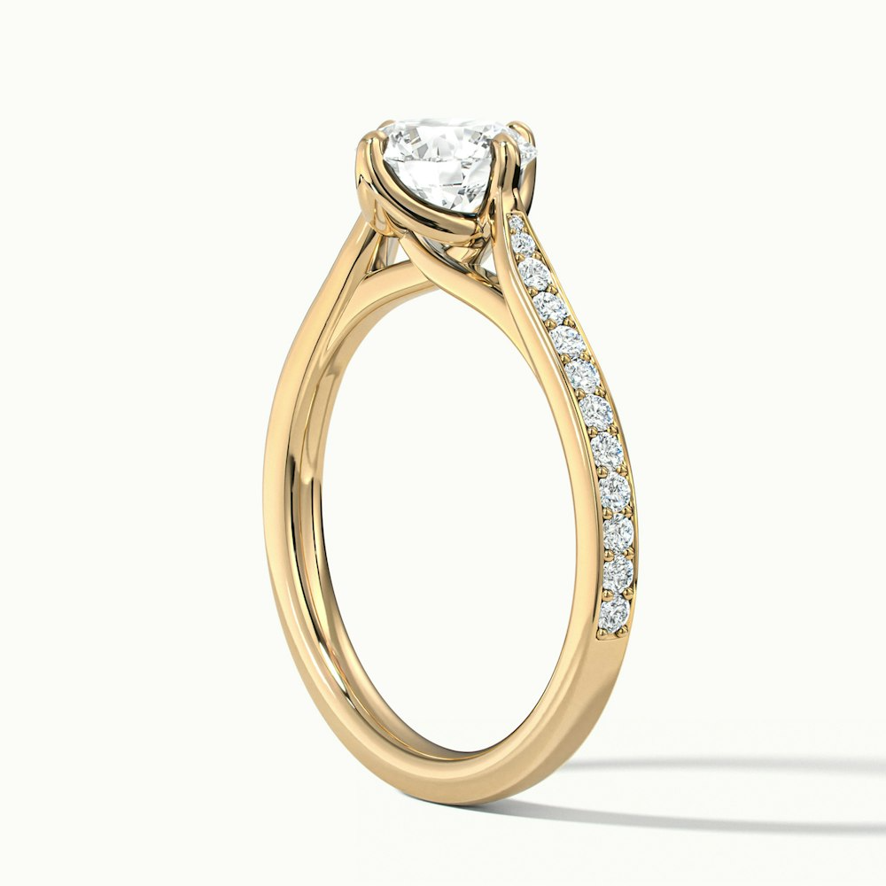 Anna 3 Carat Round Solitaire Pave Lab Grown Engagement Ring in 10k Yellow Gold