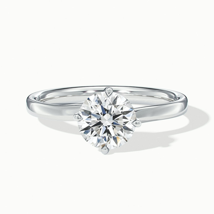 Daisy 1 Carat Round Solitaire Moissanite Diamond Ring in 14k White Gold