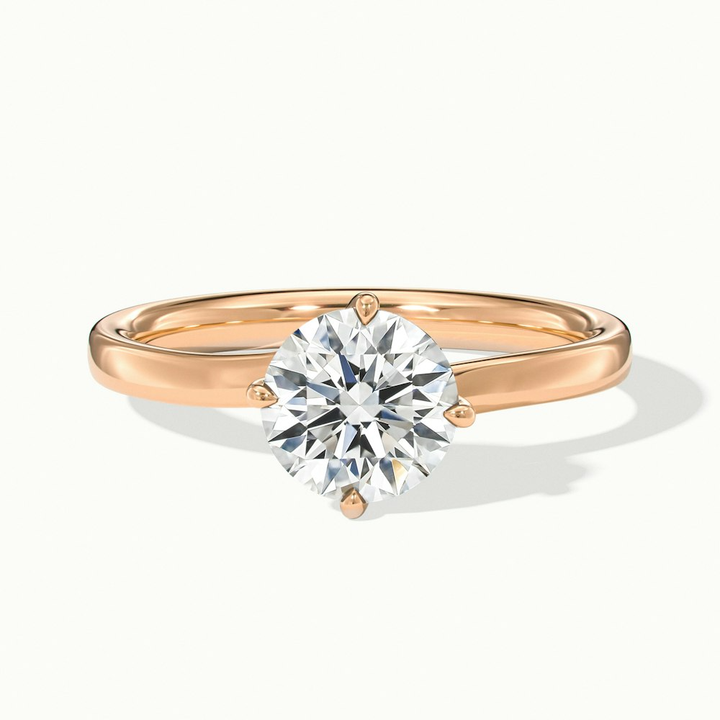 Daisy 3 Carat Round Solitaire Moissanite Diamond Ring in 18k Rose Gold