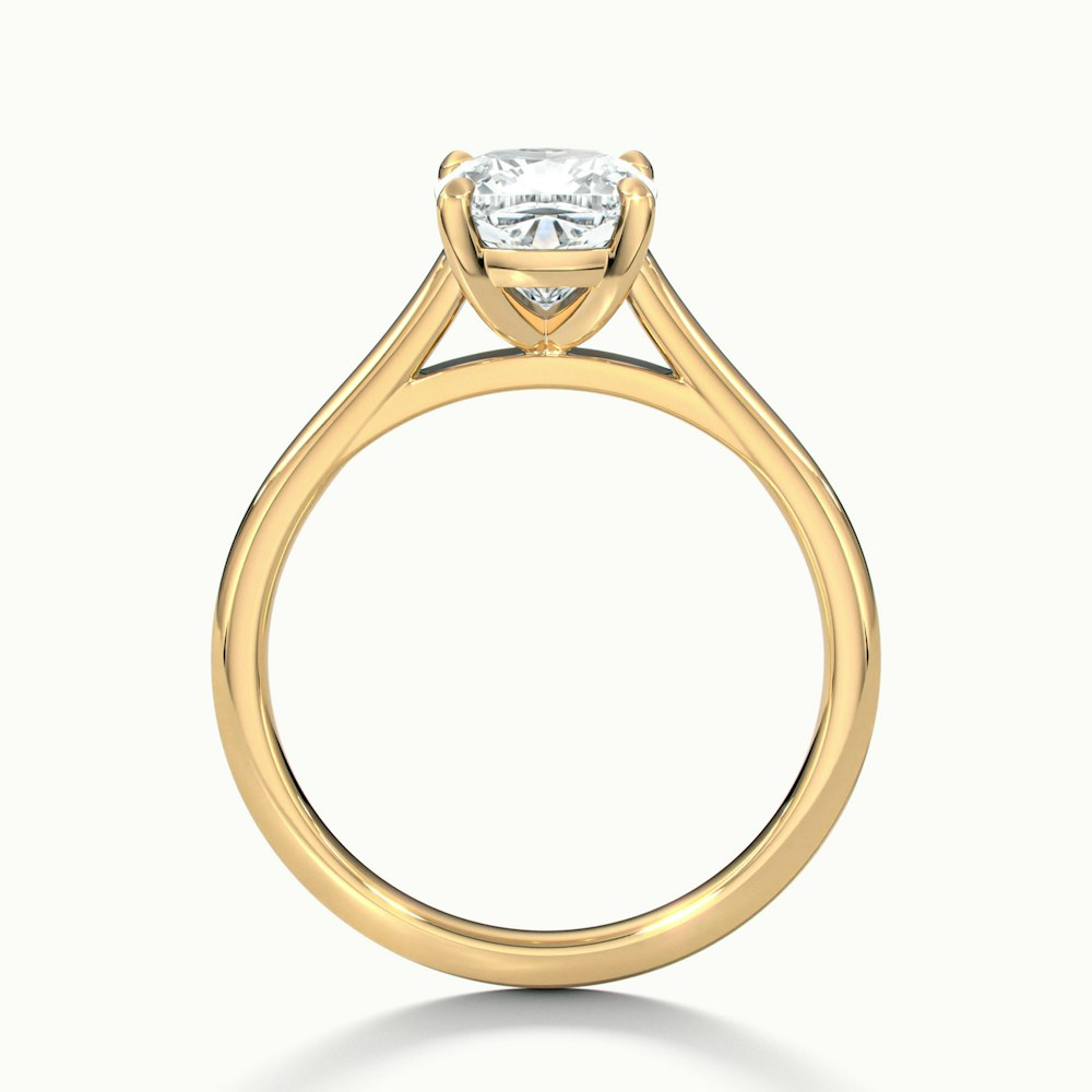 Aisha 3 Carat Cushion Cut Solitaire Moissanite Diamond Ring in 10k Yellow Gold