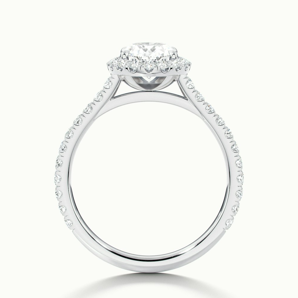 Zia 3 Carat Oval Halo Pave Lab Grown Engagement Ring in 10k White Gold