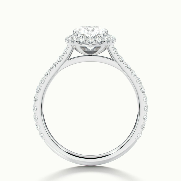 Zia 3 Carat Oval Halo Pave Lab Grown Engagement Ring in 10k White Gold