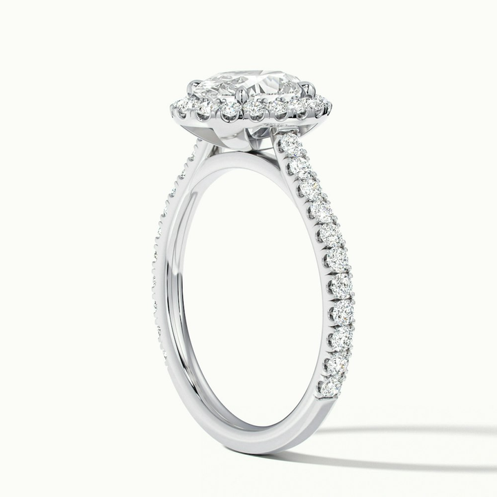 Zia 1 Carat Oval Halo Pave Lab Grown Engagement Ring in 14k White Gold