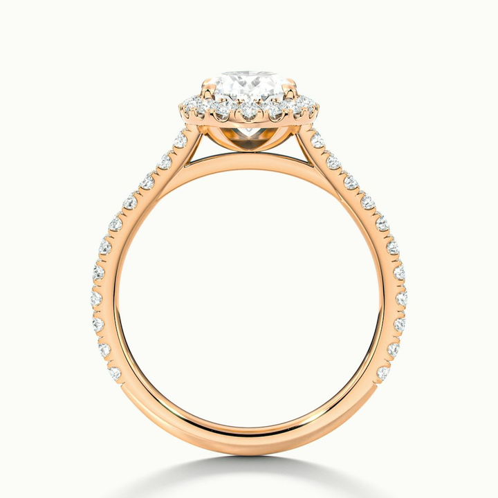 Zia 2 Carat Oval Halo Pave Lab Grown Engagement Ring in 10k Rose Gold