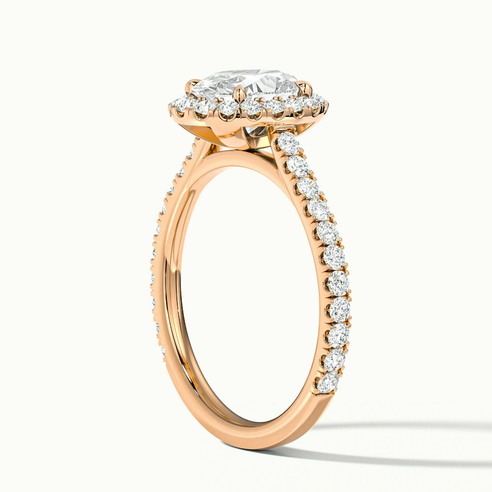 Adley 2 Carat Oval Halo Pave Moissanite Diamond Ring in 10k Rose Gold