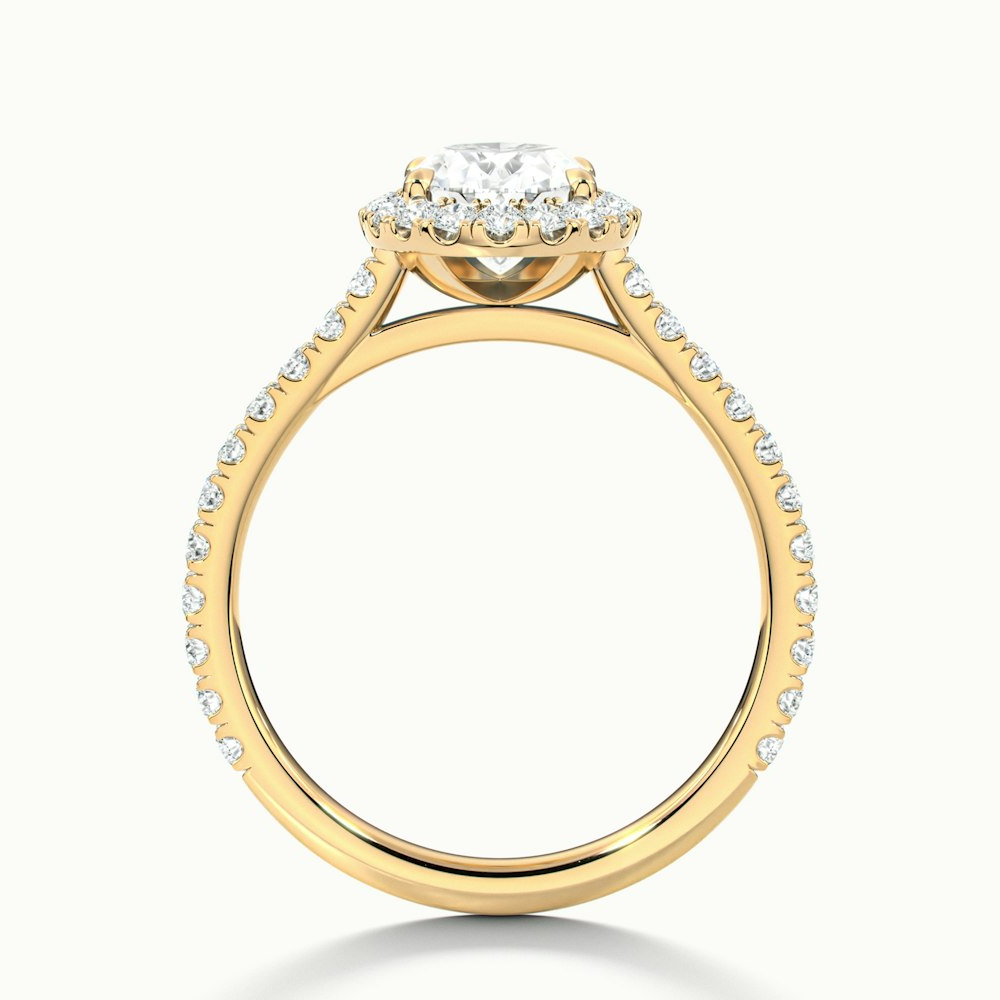 Adley 5 Carat Oval Halo Pave Moissanite Diamond Ring in 14k Yellow Gold