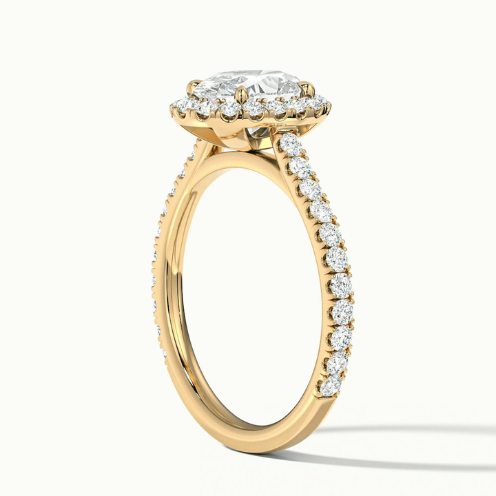 Zia 5 Carat Oval Halo Pave Lab Grown Engagement Ring in 14k Yellow Gold