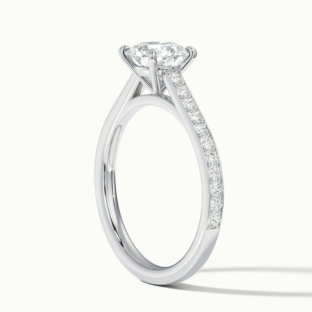 Nyra 3 Carat Round Cut Solitaire Pave Lab Grown Engagement Ring in 10k White Gold
