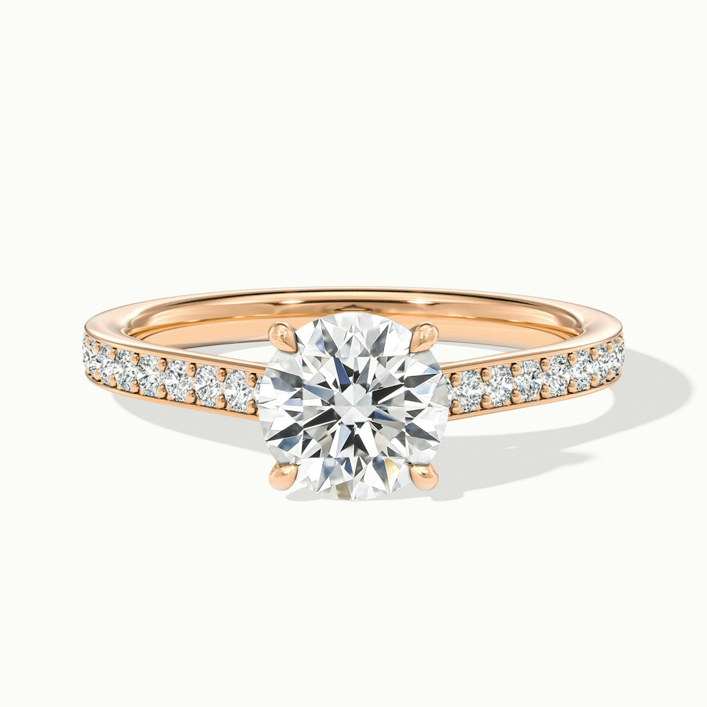 Lisa 1.5 Carat Round Cut Solitaire Pave Moissanite Diamond Ring in 10k Rose Gold