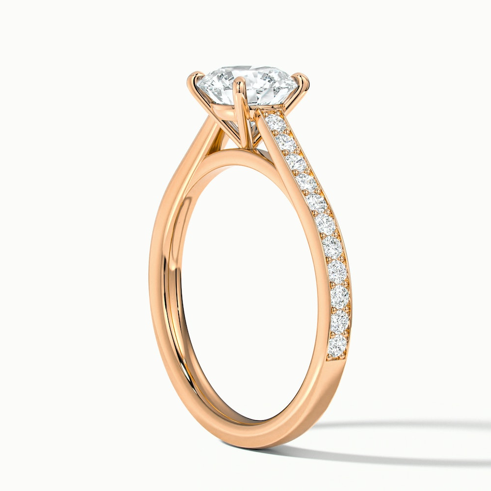 Nyra 5 Carat Round Cut Solitaire Pave Lab Grown Engagement Ring in 18k Rose Gold