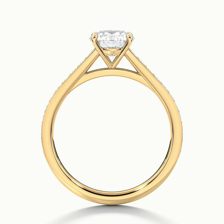 Nyra 3 Carat Round Cut Solitaire Pave Lab Grown Engagement Ring in 10k Yellow Gold
