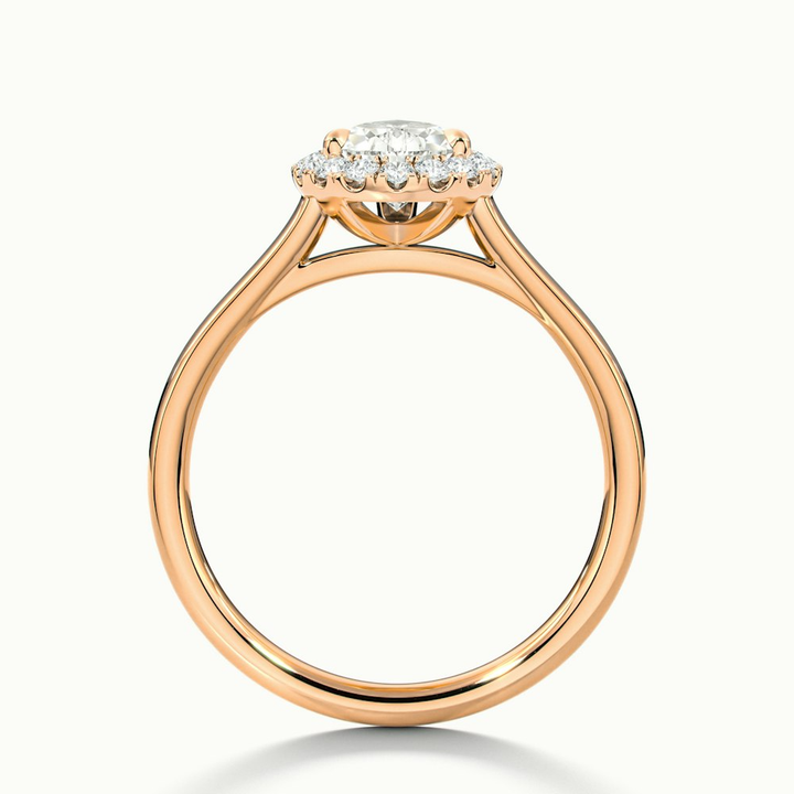 Aura 1 Carat Pear Halo Lab Grown Engagement Ring in 10k Rose Gold