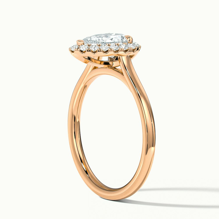 Aura 2 Carat Pear Halo Lab Grown Engagement Ring in 10k Rose Gold