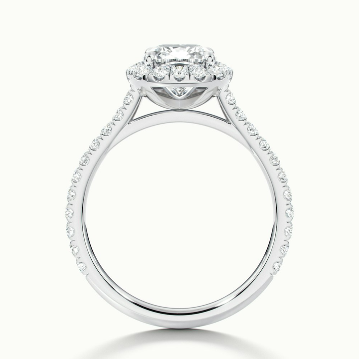 Jini 2 Carat Cushion Cut Halo Pave Moissanite Diamond Ring in Platinum