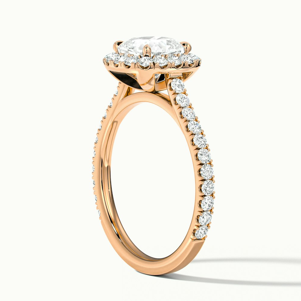 Isa 5 Carat Cushion Cut Halo Pave Lab Grown Engagement Ring in 18k Rose Gold
