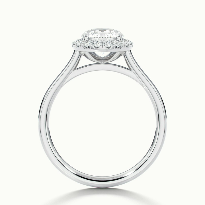 Ember 4 Carat Round Halo Pave Moissanite Diamond Ring in 10k White Gold
