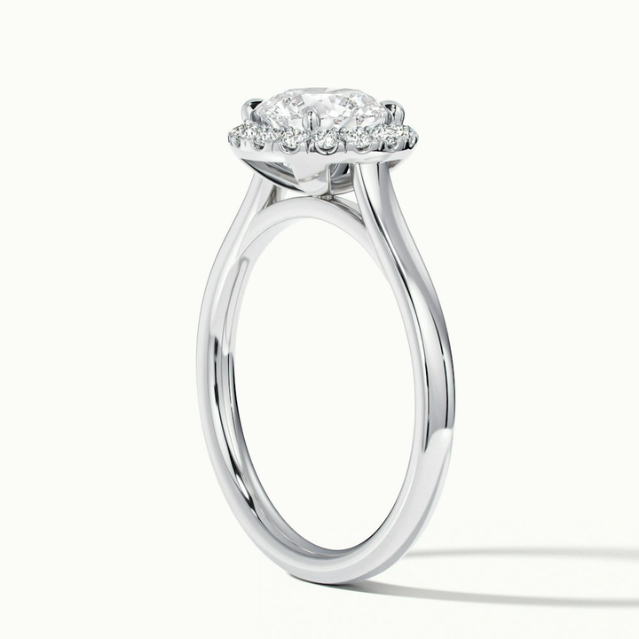Ember 4 Carat Round Halo Pave Moissanite Diamond Ring in 10k White Gold