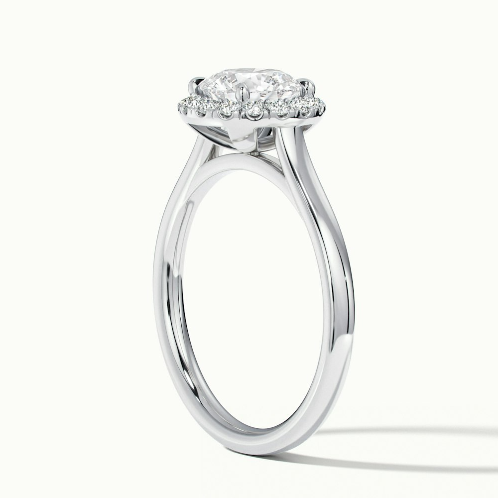 Bela 3 Carat Round Halo Pave Lab Grown Engagement Ring in 10k White Gold