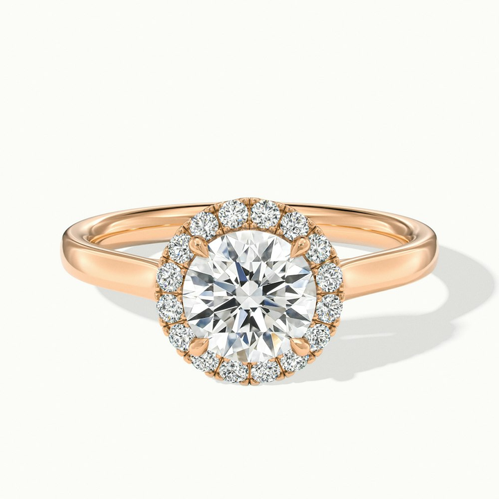 Bela 1 Carat Round Halo Pave Lab Grown Engagement Ring in 10k Rose Gold