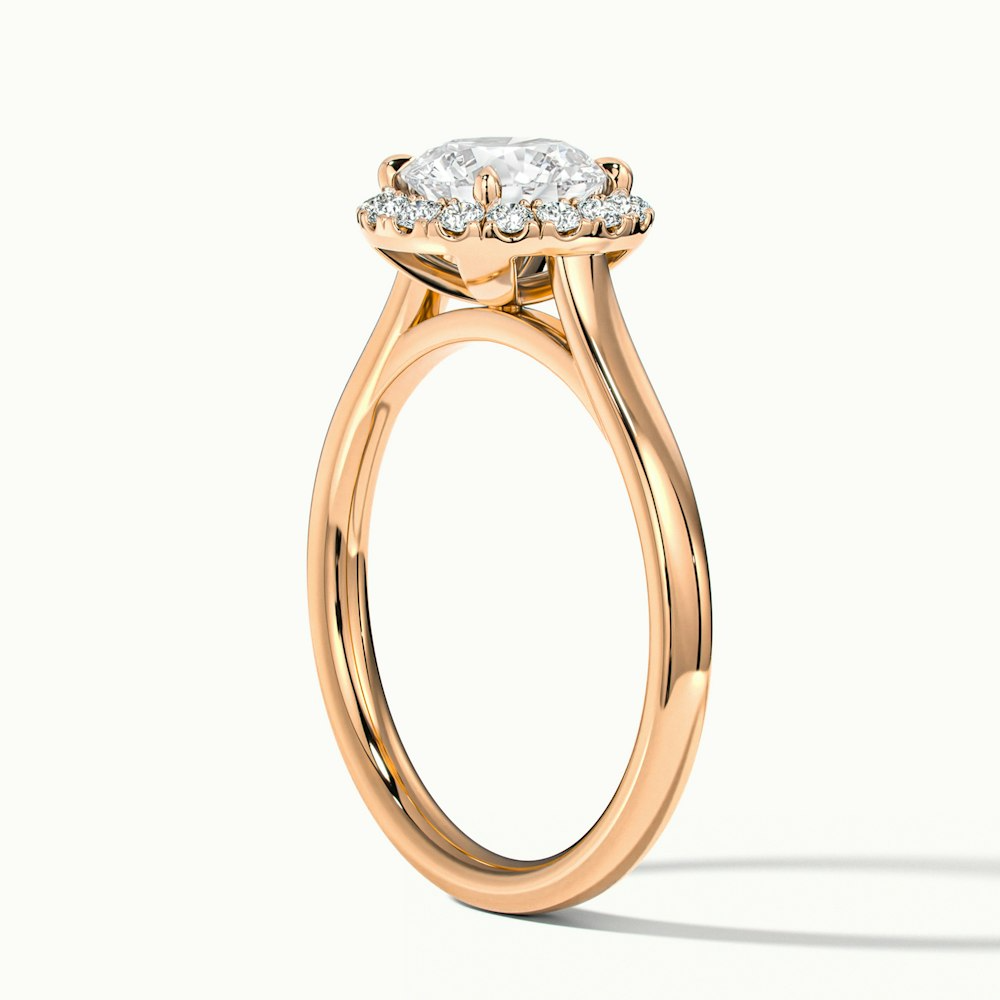 Bela 3 Carat Round Halo Pave Lab Grown Engagement Ring in 18k Rose Gold