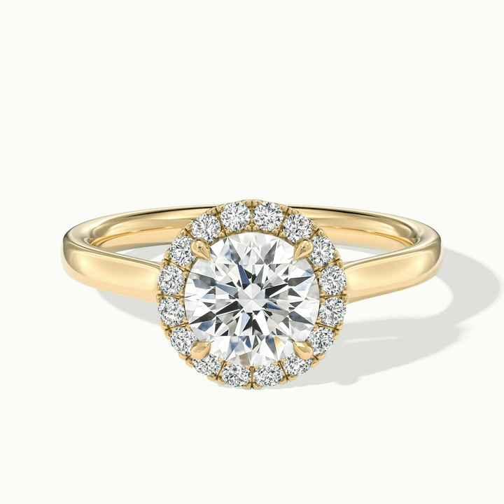 Ember 3 Carat Round Halo Pave Moissanite Diamond Ring in 10k Yellow Gold