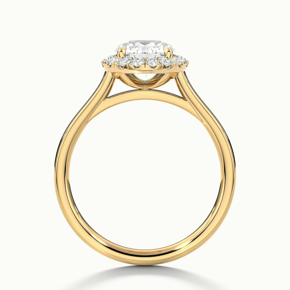 Ember 2 Carat Round Halo Pave Moissanite Diamond Ring in 14k Yellow Gold