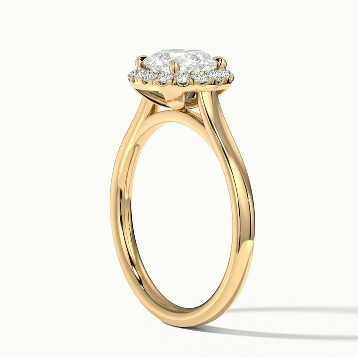 Bela 1 Carat Round Halo Pave Lab Grown Engagement Ring in 10k Yellow Gold