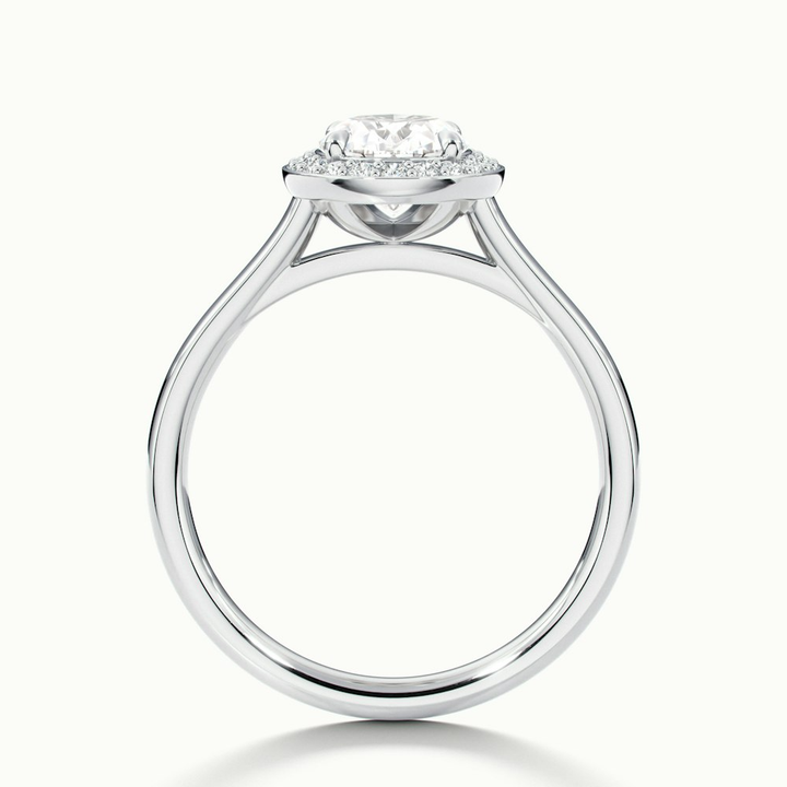 Kyra 1 Carat Oval Cut Halo Moissanite Diamond Ring in 14k White Gold