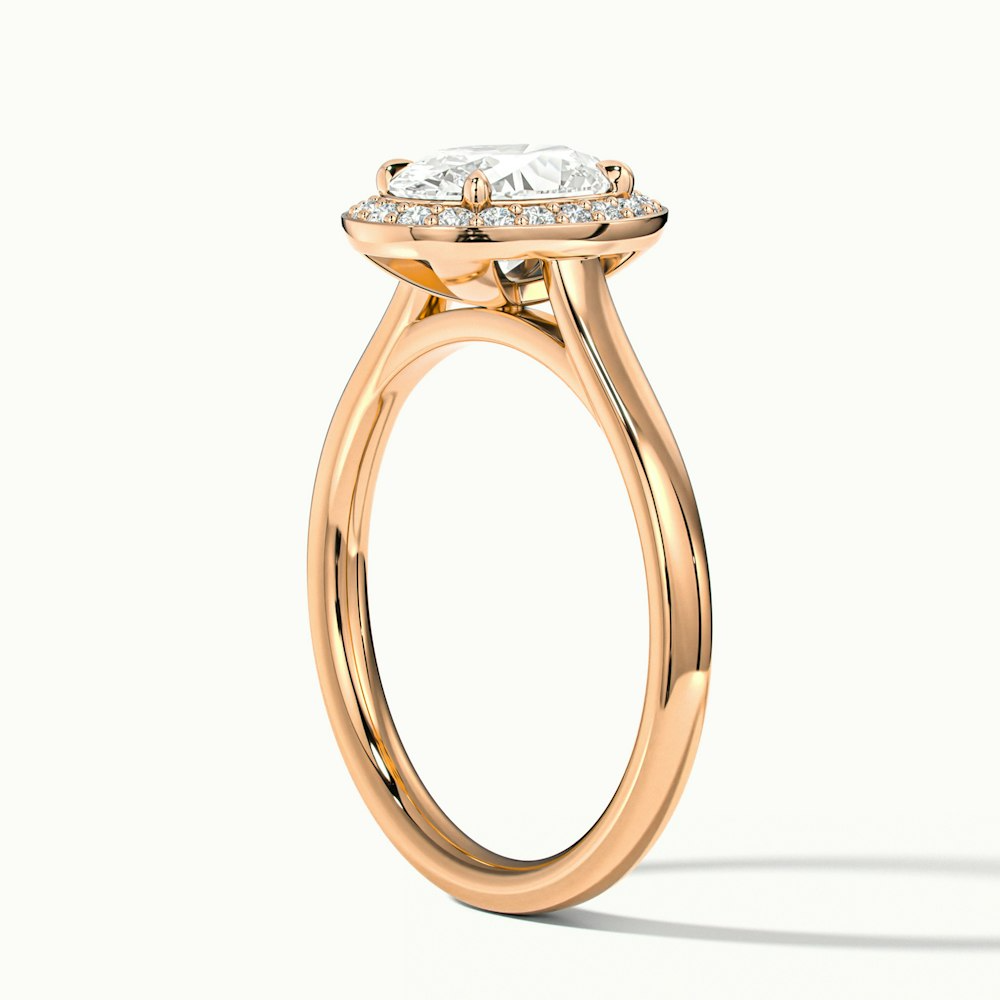 Carol 1 Carat Oval Cut Halo Lab Grown Engagement Ring in 14k Rose Gold