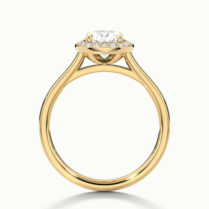 Carol 5 Carat Oval Cut Halo Lab Grown Engagement Ring in 14k Yellow Gold