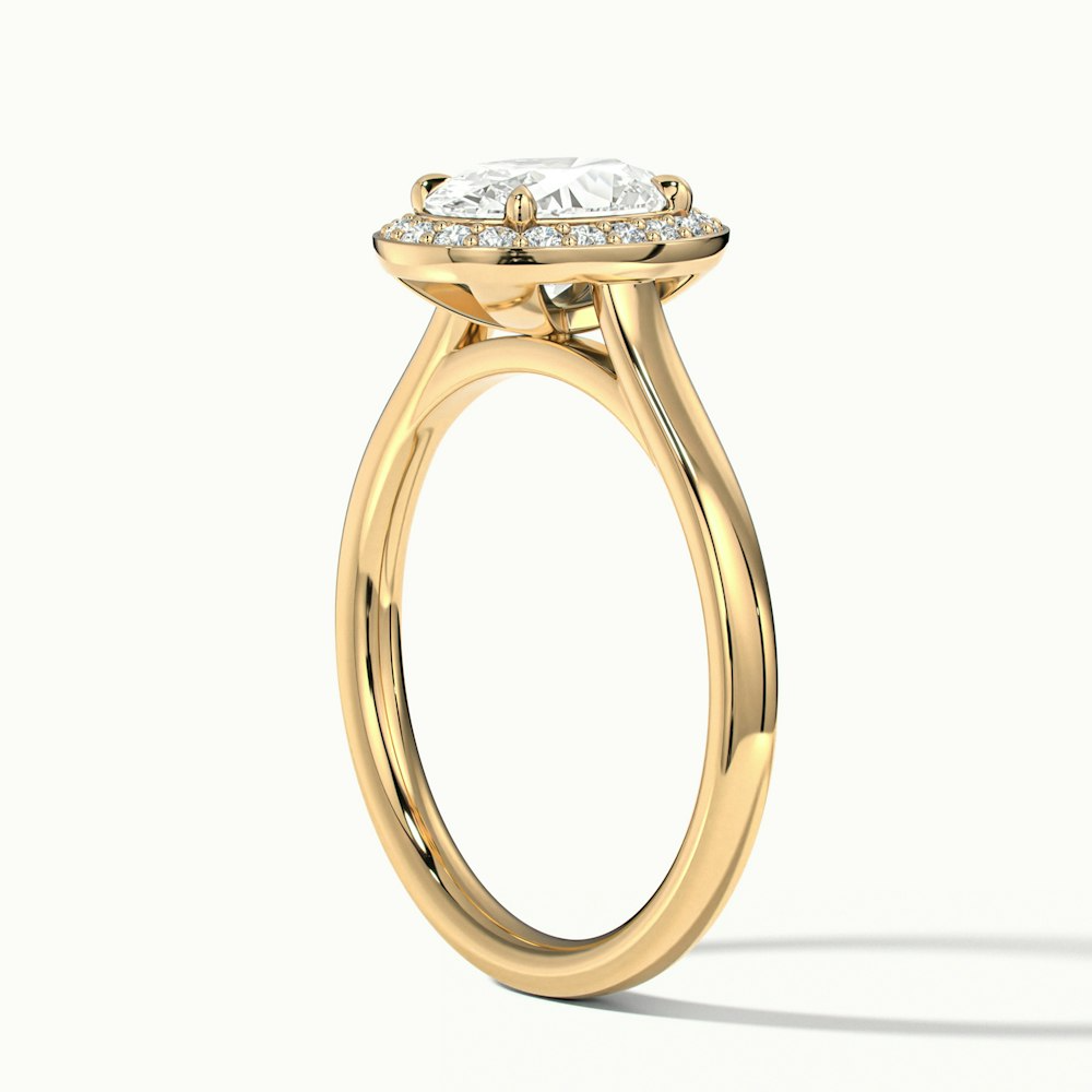 Carol 3 Carat Oval Cut Halo Lab Grown Engagement Ring in 10k Yellow Gold