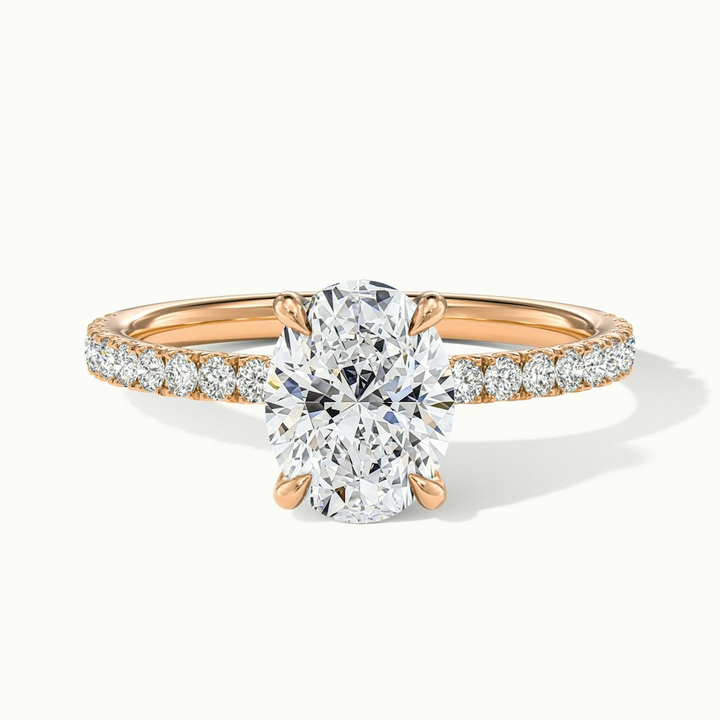 Chase 3 Carat Oval Hidden Halo Lab Grown Engagement Ring in 18k Rose Gold