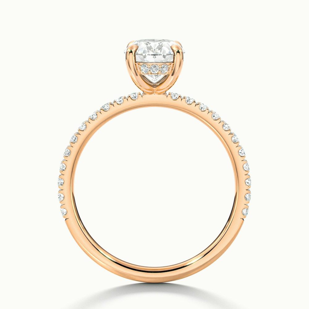 Eliza 3 Carat Oval Hidden Halo Moissanite Diamond Ring in 18k Rose Gold