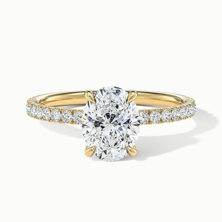 Chase 3 Carat Oval Hidden Halo Lab Grown Engagement Ring in 10k Yellow Gold