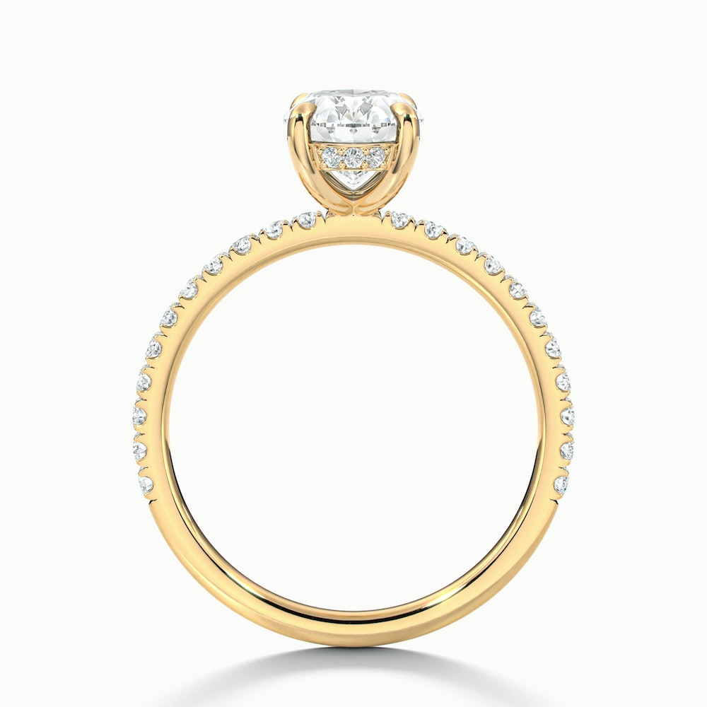 Eliza 3 Carat Oval Hidden Halo Moissanite Diamond Ring in 10k Yellow Gold