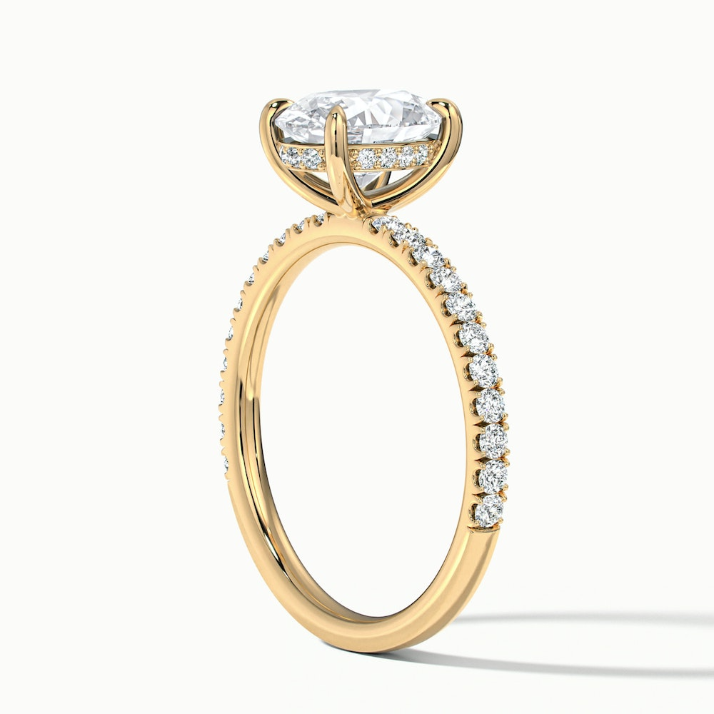 Eliza 1 Carat Oval Hidden Halo Moissanite Diamond Ring in 14k Yellow Gold