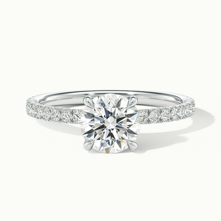 Claire 1.5 Carat Round Hidden Halo Scallop Lab Grown Engagement Ring in 10k White Gold