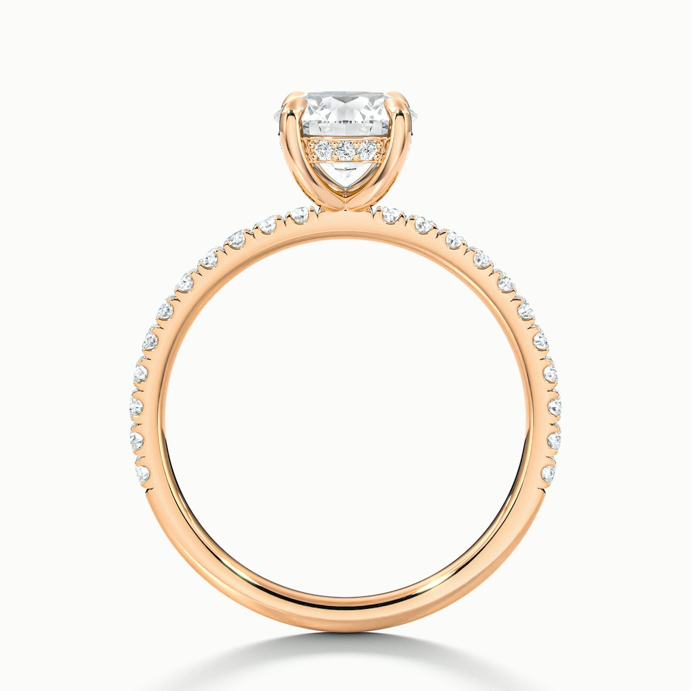 Claire 2 Carat Round Hidden Halo Scallop Lab Grown Engagement Ring in 10k Rose Gold