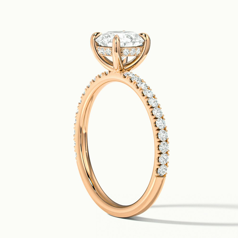Nora 2 Carat Round Hidden Halo Scallop Moissanite Diamond Ring in 10k Rose Gold