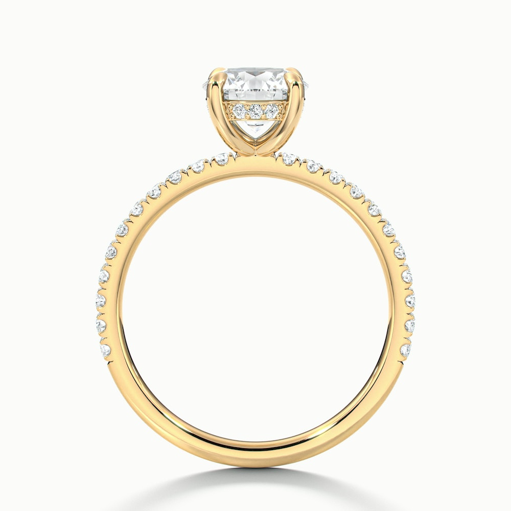 Claire 5 Carat Round Hidden Halo Scallop Lab Grown Engagement Ring in 14k Yellow Gold