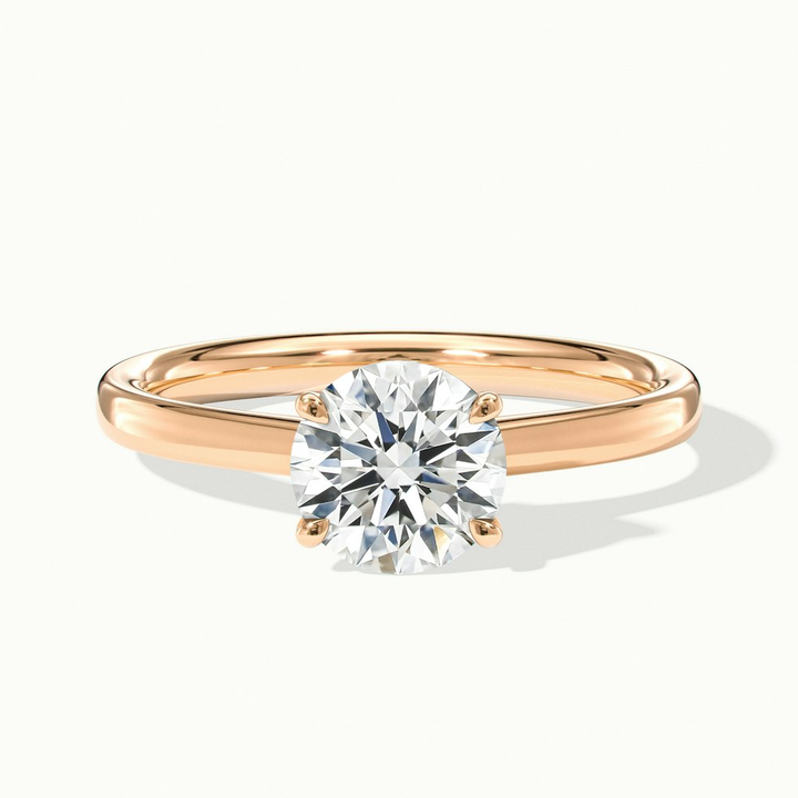 April 2 Carat Round Solitaire Moissanite Diamond Ring in 10k Rose Gold