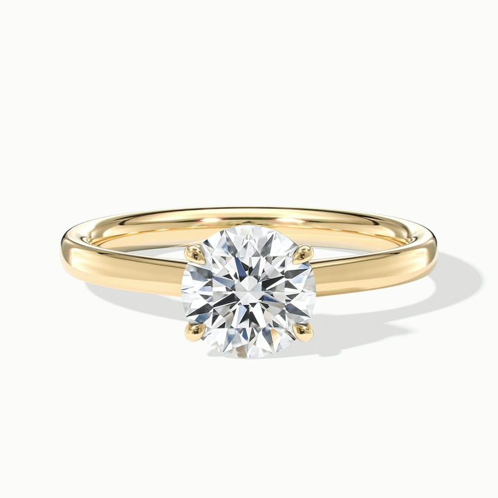 April 5 Carat Round Solitaire Moissanite Diamond Ring in 14k Yellow Gold