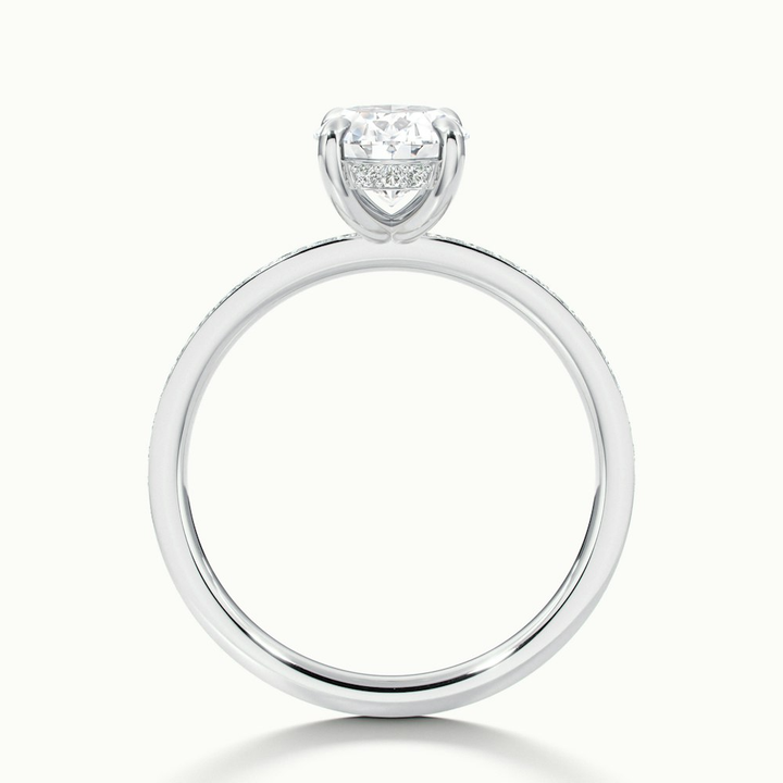 Cora 1 Carat Oval Hidden Halo Scallop Lab Grown Engagement Ring in 14k White Gold