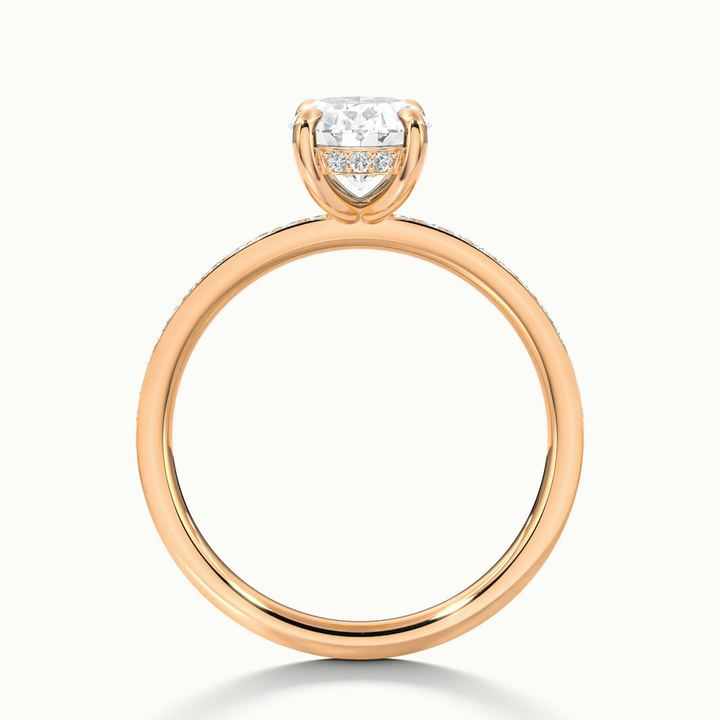 Cora 3 Carat Oval Hidden Halo Scallop Lab Grown Engagement Ring in 18k Rose Gold