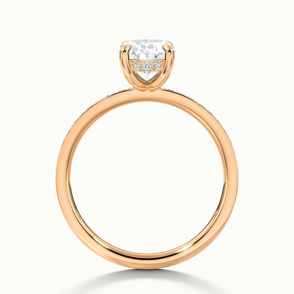 Cora 1 Carat Oval Hidden Halo Scallop Lab Grown Engagement Ring in 14k Rose Gold