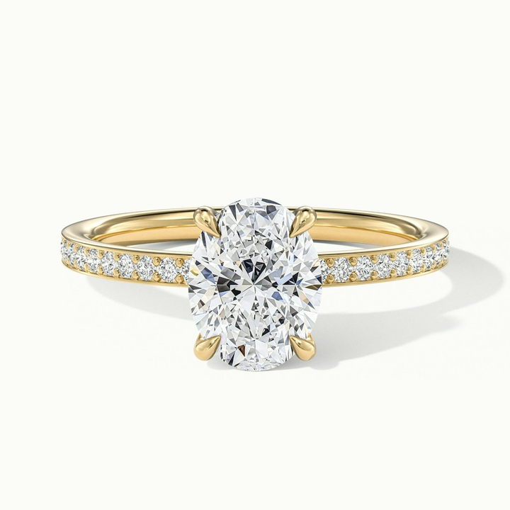 Cora 5 Carat Oval Hidden Halo Scallop Lab Grown Engagement Ring in 14k Yellow Gold
