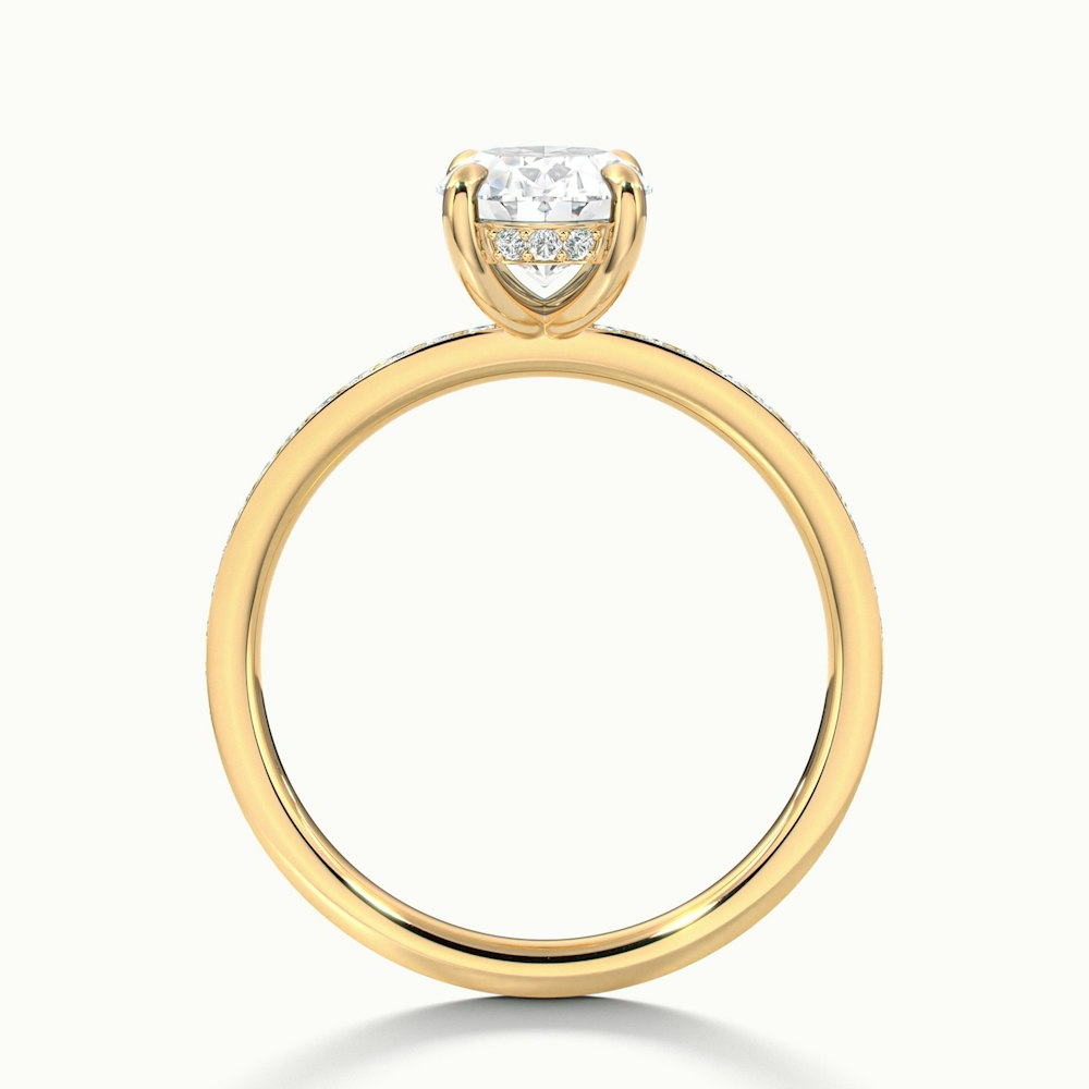 Cora 5 Carat Oval Hidden Halo Scallop Lab Grown Engagement Ring in 14k Yellow Gold
