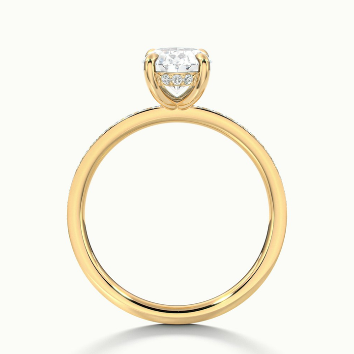 Cora 1.5 Carat Oval Hidden Halo Scallop Lab Grown Engagement Ring in 10k Yellow Gold