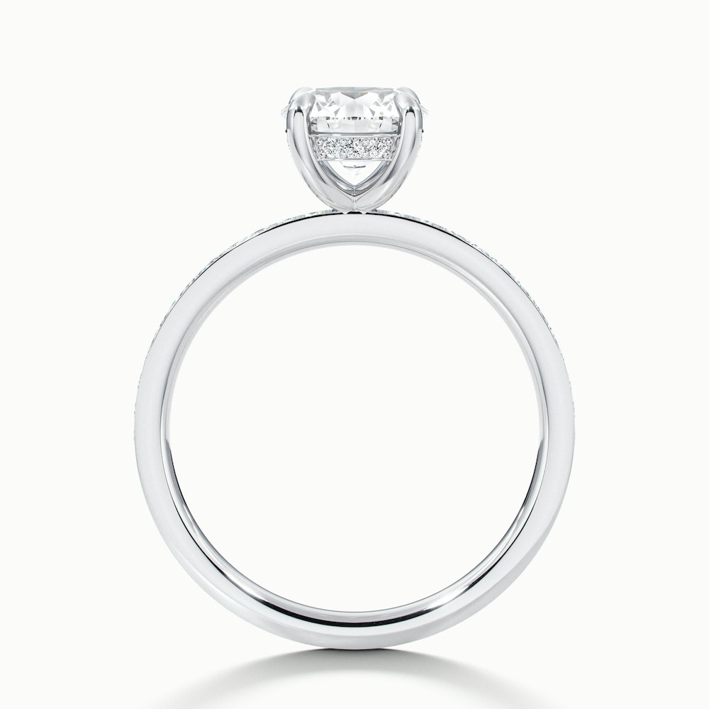 Cris 1.5 Carat Round Hidden Halo Pave Lab Grown Engagement Ring in 10k White Gold
