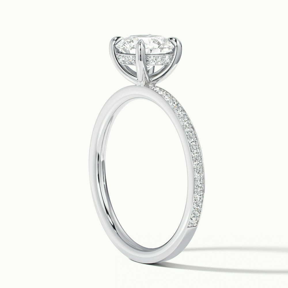 Cris 3 Carat Round Hidden Halo Pave Lab Grown Engagement Ring in 10k White Gold